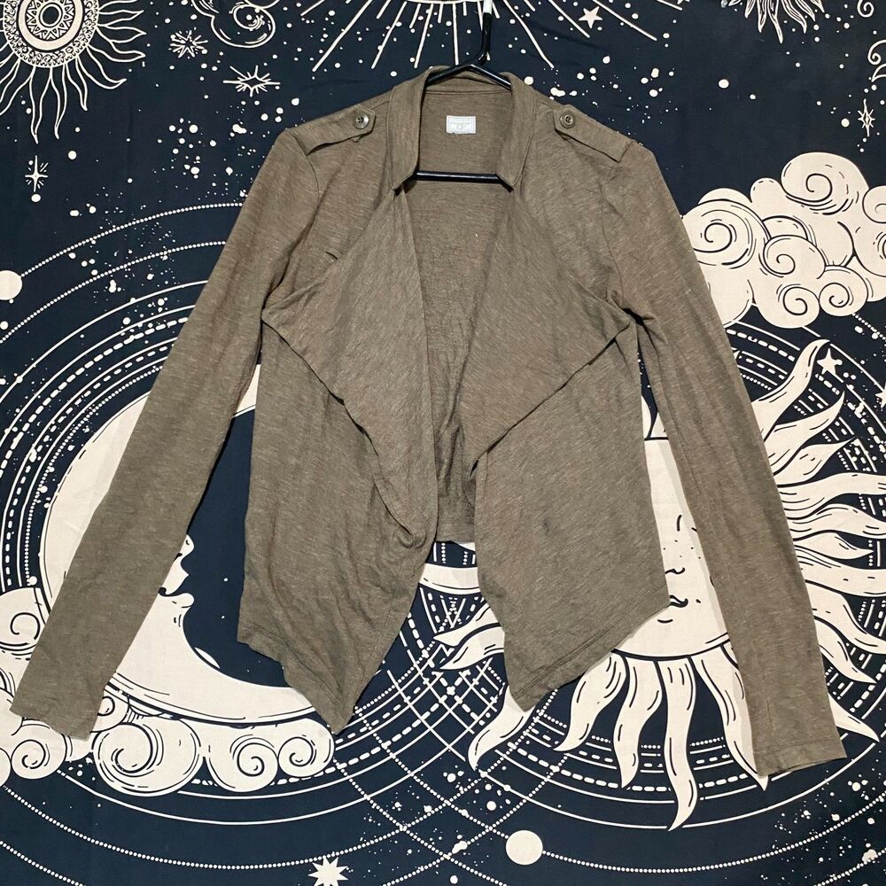 Converse One Star Cardigan Sweater Women's Green Cotton Asymmetrical Travel